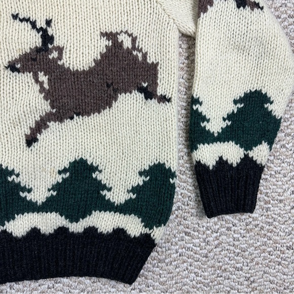 Vintage Woolrich Deer Buck 100% Wool Sweater Crewneck Mens Size Medium - Picture 4 of 7